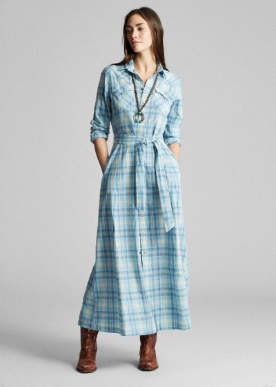 Vestido Ralph Lauren Plaid Algodão Mulher 43678-NLRJ